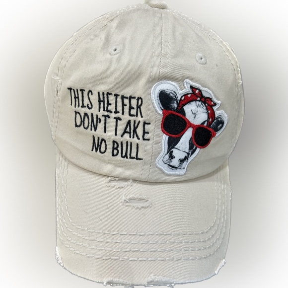 KBETHOS Accessories - New! This Heifer Don’t Take No Bull Hat. Cream Color